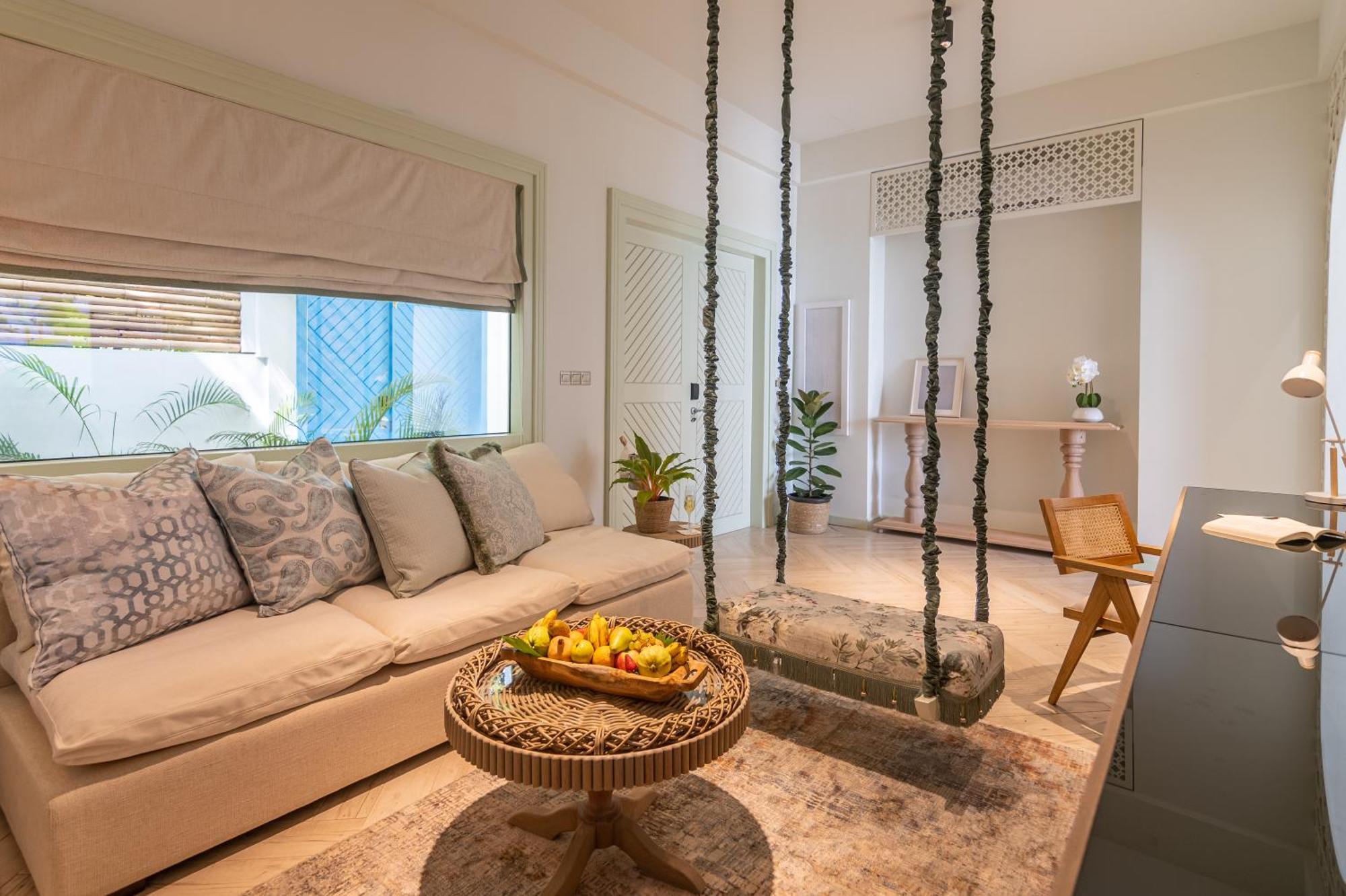 มลาฮินี กูดา บันดอส รีสอร์ต Hotel ฮุลฮูมาเล ภายนอก รูปภาพ A living room in a villa at the resort